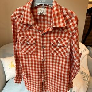 Peek Orange and White Plaid Shirt